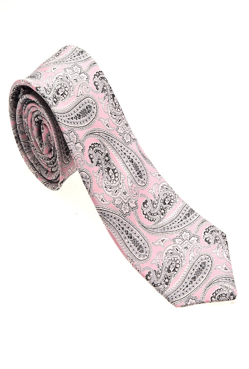 Pink Paisley 100% Woven Silk Necktie