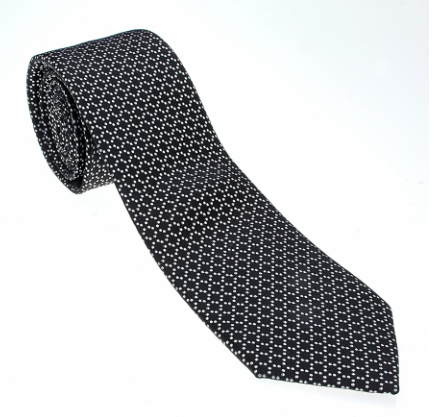 Black and White Diamond Pattern Geometric Necktie