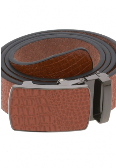 Brown/Orange Belt with Textured Buckle