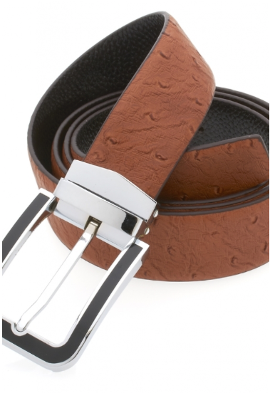 Traditional Brown Belt with Silver Black Plated Buckle