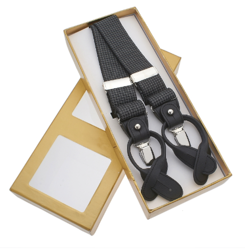 Black and Grey Plaid Suspenders