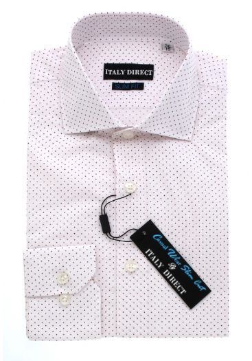 White Polka Dotted Slim Fit Casual Shirt