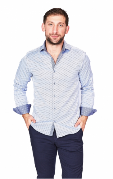 White & Blue Sport Fit Casual Shirt