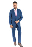 Modern Fit Royal Blue Sharkskin Two Piece Suit B-Royal Blue