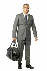 Classic Fit Grey Sharkskin Check Suit ST-404
