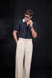 ModStripe Knit Shirt NAVY/WHITE