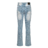 Patchwork Distressed Denim Jeans - Century Penthouse LIGHT BLUE