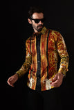 Straight Abstract Rhinestone Long Sleeve Shirt