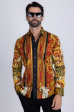 Straight Abstract Rhinestone Long Sleeve Shirt
