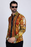 Straight Abstract Rhinestone Long Sleeve Shirt