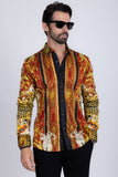 Straight Abstract Rhinestone Long Sleeve Shirt