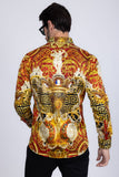 Straight Abstract Rhinestone Long Sleeve Shirt
