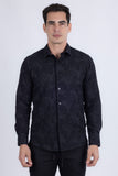 Hedged Embroidered Long Sleeve Shirt