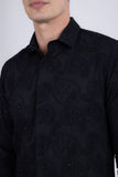 Hedged Embroidered Long Sleeve Shirt
