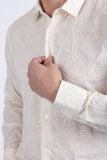 Hedged Embroidered Long Sleeve Shirt
