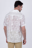 Cuban Collar Embroidered See-Through Short Sleeve Shirt