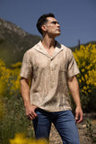 Cuban Collar Embroidered See-Through Short Sleeve Shirt