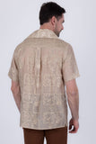 Cuban Collar Embroidered See-Through Short Sleeve Shirt