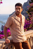 Cuban Collar Embroidered See-Through Short Sleeve Shirt