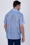 Cuban Collar Embroidered See-Through Short Sleeve Shirt