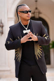 Lucent Rhinestone Sun Rays Collarless Blazer