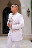Lucent Rhinestone Sun Rays Collarless Blazer