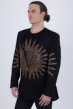 Lucent Rhinestone Sun Rays Collarless Blazer