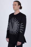 Lucent Rhinestone Sun Rays Collarless Blazer