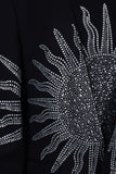 Lucent Rhinestone Sun Rays Collarless Blazer