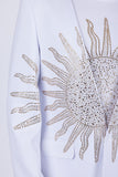 Lucent Rhinestone Sun Rays Collarless Blazer