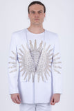 Lucent Rhinestone Sun Rays Collarless Blazer