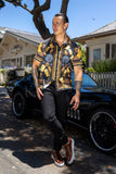 Billionaire Rhinestone Camp Collar Short Sleeve Shirt