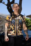 Billionaire Rhinestone Camp Collar Short Sleeve Shirt