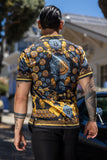 Billionaire Rhinestone Camp Collar Short Sleeve Shirt