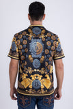 Billionaire Rhinestone Camp Collar Short Sleeve Shirt
