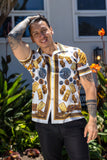 Billionaire Rhinestone Camp Collar Short Sleeve Shirt