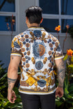 Billionaire Rhinestone Camp Collar Short Sleeve Shirt