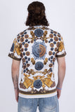 Billionaire Rhinestone Camp Collar Short Sleeve Shirt