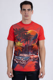Miami Classic Cars Rhinestone Crew Neck T-Shirt