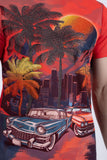 Miami Classic Cars Rhinestone Crew Neck T-Shirt