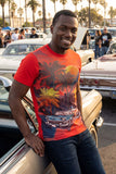 Miami Classic Cars Rhinestone Crew Neck T-Shirt