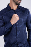 Greek Key Jacquard Long Sleeve Shirt