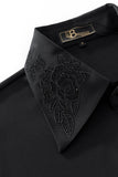 Regal Lace Crystal Dress Shirt BLACK