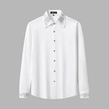 Regal Lace Crystal Dress Shirt WHITE