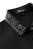 Crystal Geo Trim Shirt BLACK/SILVER