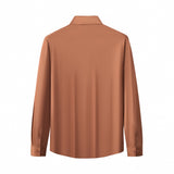 SIGNATURE SATIN STITCHLESS LS Shirt COFFEE