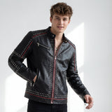Urban Glimmer PU Leather Moto Jacket BLACK