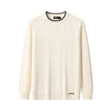 Axis Contrast Stitch Knit LS IVORY