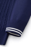 Marquee Cable Knit Cardigan LS NAVY