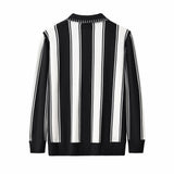 Vanguard Stripe Knit Polo LS BLACK